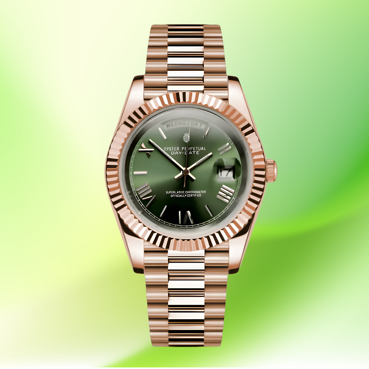 NeoLux Day-Date Rose Gold Green