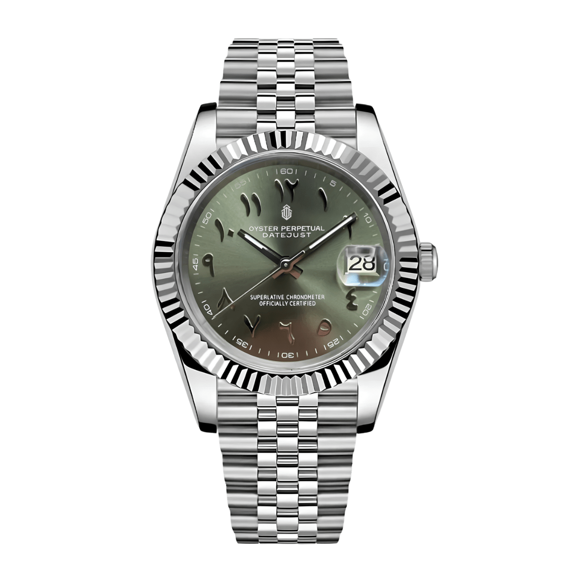 NeoLux Datejust Arabic Olive Green