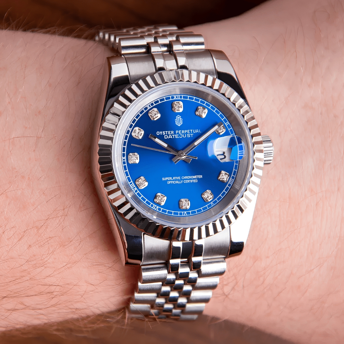 NeoLux Datejust Silver Gem Ocean