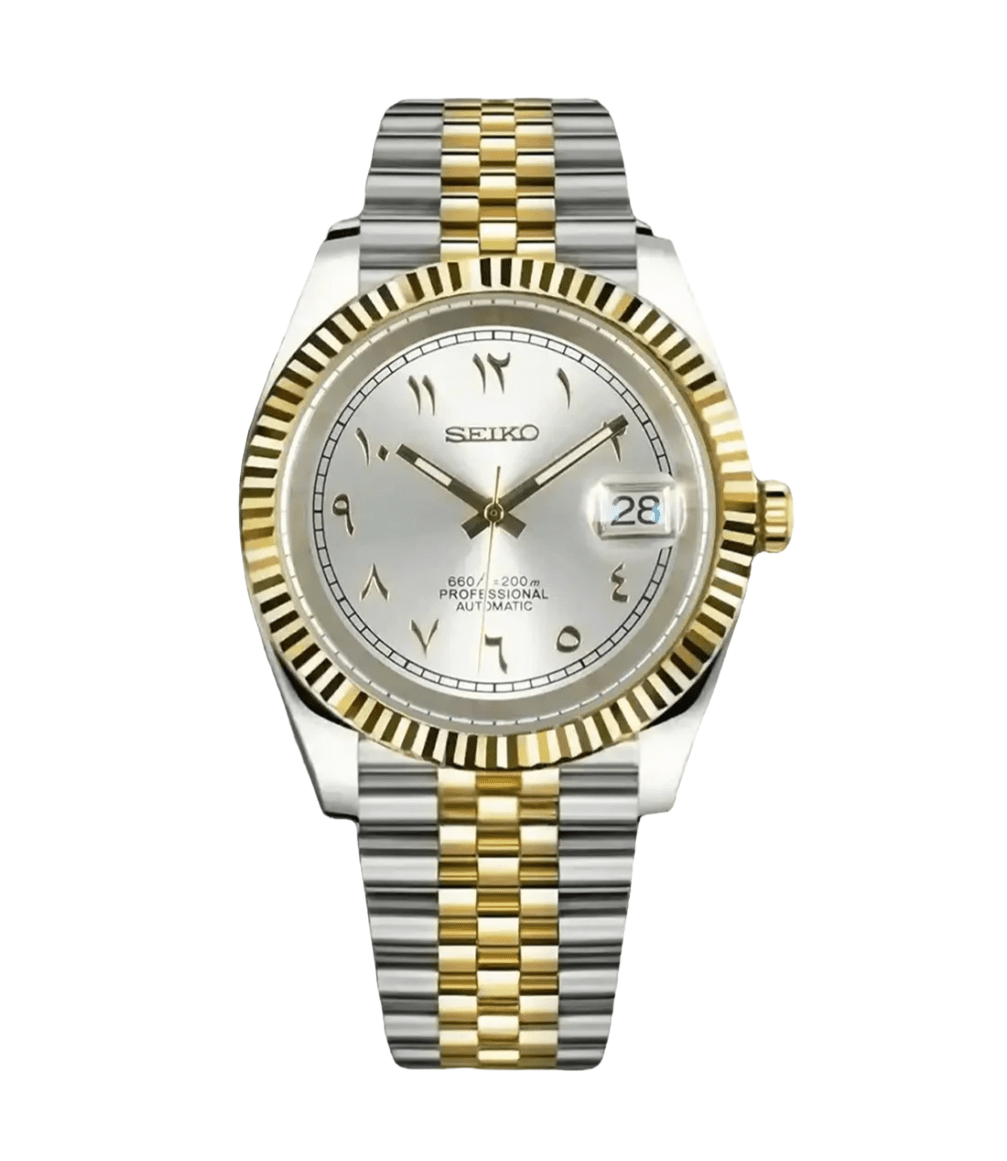 NeoLux Datejust Twotone Arabic Silver