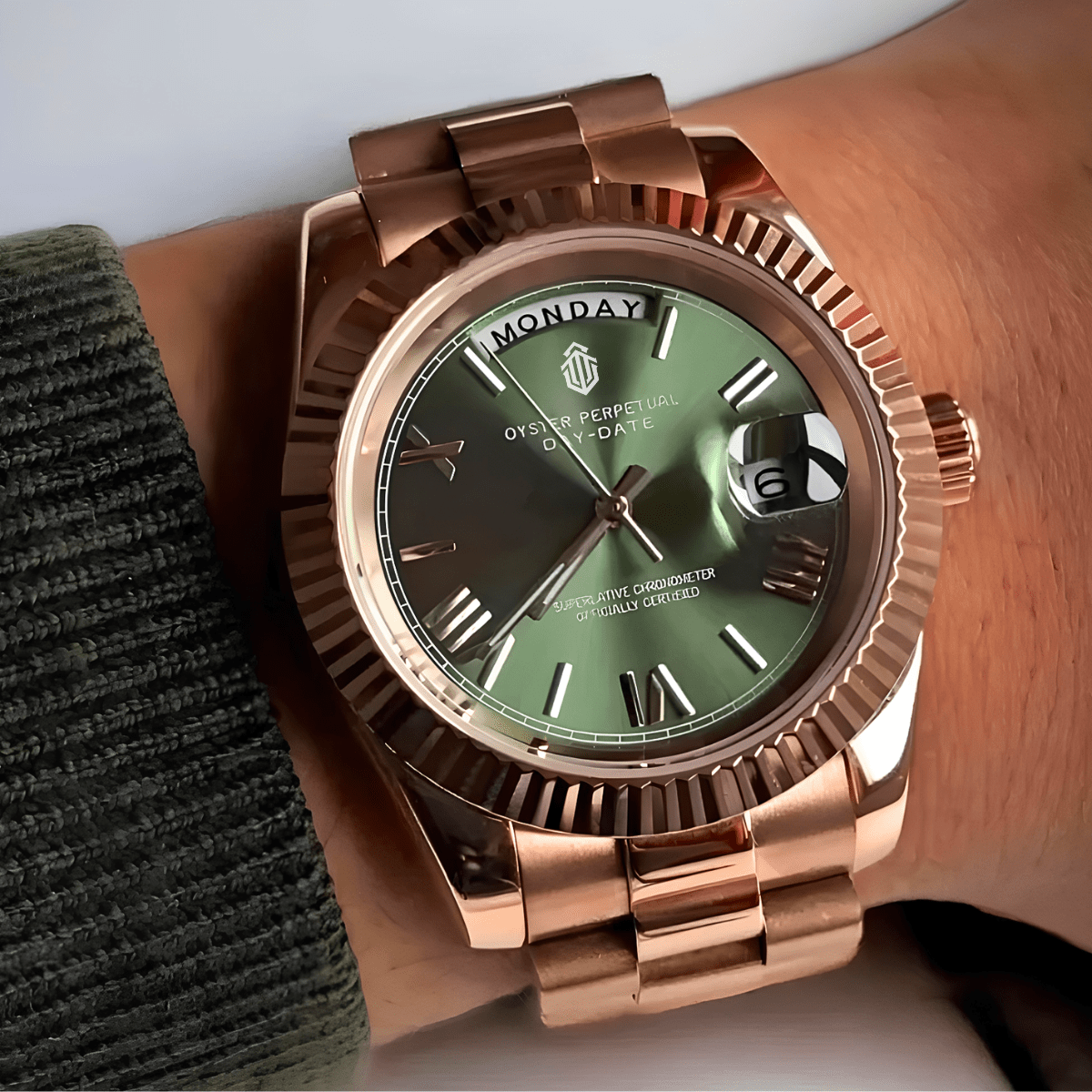 NeoLux Day-Date Rose Gold Green