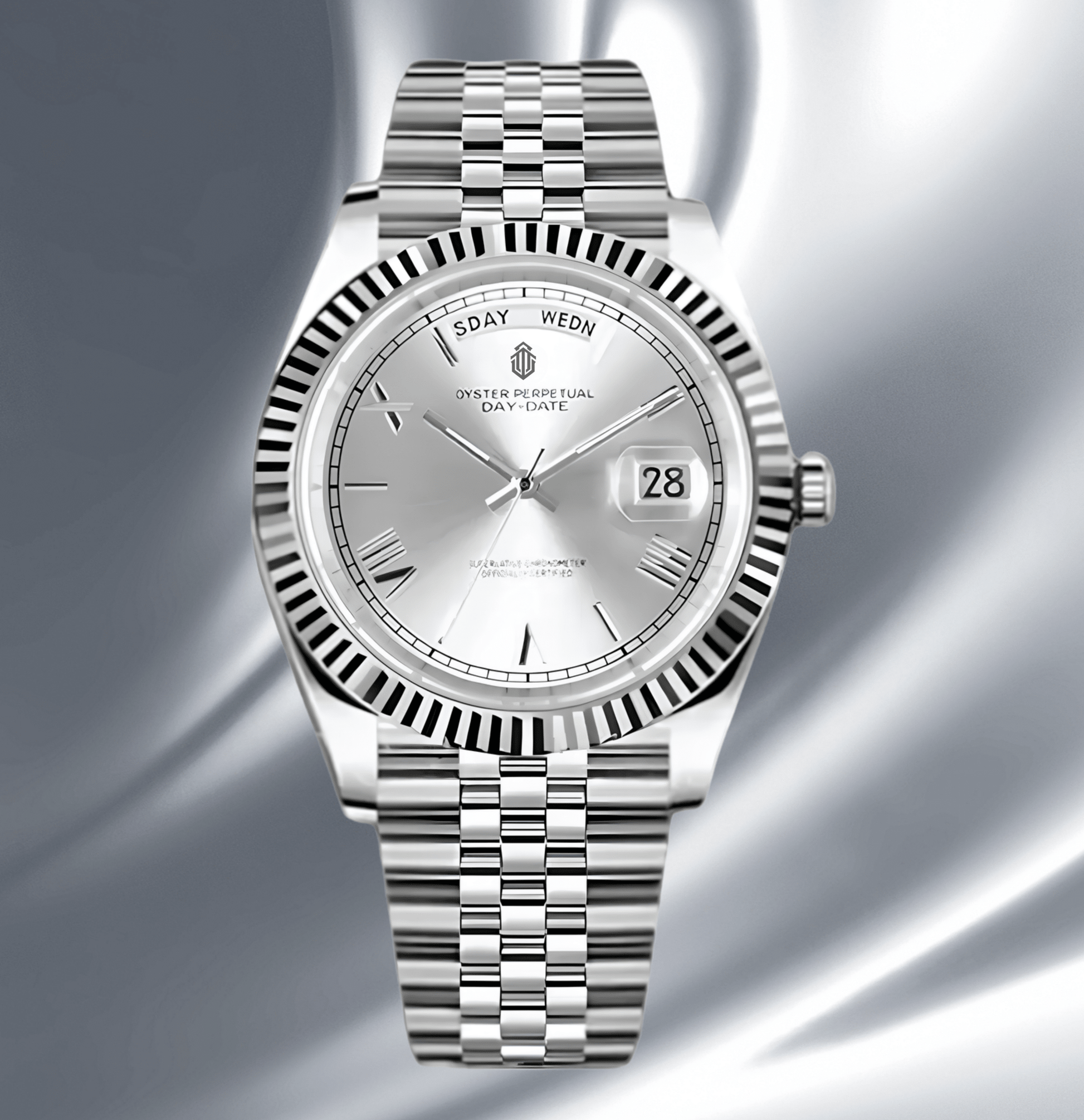 NeoLux Day-Date Silver Roman